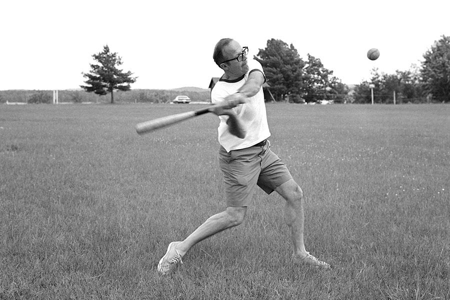 Lee "Coach" Cabutti playing baseball during the summer of 1973