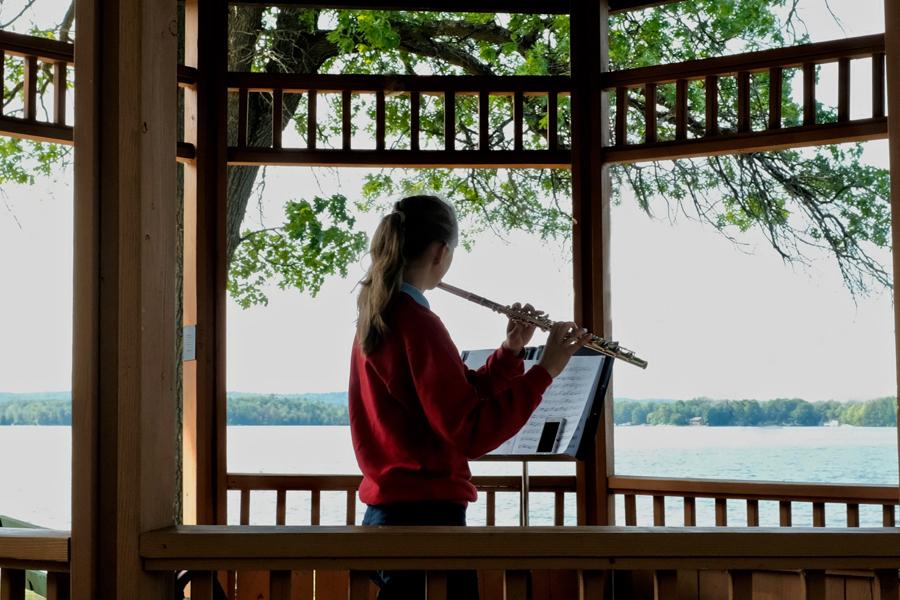 student playing flute at interlochen arts camp